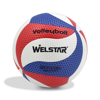 Bola Voli Welstar Ukuran Resmi 5 Berlapis PU Pola Sarang Lebah, Bladder Karet Sentuhan Lembut, Bola Latihan Pertandingan, Logo Kustom OEM