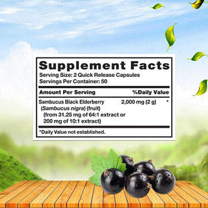 Capsules personnalisées OEM ODM de baies de sureau noires 2000mg produits de santé de soutien immunitaire Supplément de baies de sureau noires Sambucus - Product Image 2