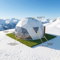 Dôme géodésique en toile avec fenêtre panoramique pour hiver, station de ski en montagne, vue sur la neige, chambre étoilée, célèbre pour sa vue sur la neige et le ciel étoilé