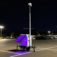 Caméra de surveillance solaire mobile sur remorque avec mât de 6m ou 9m pour la sécurité des chantiers à distance