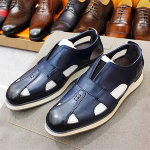 Chaussures habillées Oxford bleues et brunes à lacets de style italien de luxe pour l'automne - Légères, antidérapantes, respirantes, pour le travail - Product Image 3