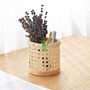 Handwoven Bamboo Rattan <b>Pen</b> <b>Holder</b>, Natural <b>Desk</b> Organizer <b>for</b> Office, Home Decor and Makeup Brush Storage - Product Image 3