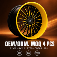 Jantes forgées 3 pièces à rayons fins jaune or 22 pouces à déport profond 5x120 6061-T6 pour Nissan, alliage concave personnalisé, directement de l'usine