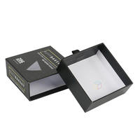 Boîte à montre en carton rigide sur mesure, style tiroir, avec laminage soft touch et impression de logo en feuille noire