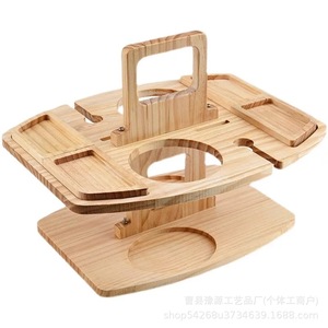 Wooden Wine Rack Boat Shape <b>Portable</b> Outdoor <b>Picnic</b> <b>Table</b> With Fruit Tray And Glass Holder Multi Layer Food Serving Tray - Product Image 5