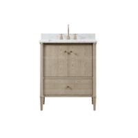 Meuble de salle de bain traditionnel en chêne gris peint Contreplaqué en bois massif avec LED au sol Bassin en porcelaine Design écologique