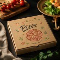 Caja de Pizza para Llevar, Fácil de Plegar, con Líneas de Corte, de Cartón Seguro para Alimentos, Paquete Familiar de Pizza, Bajo MOQ, Suministro para Empaque de Alimentos al por Menor