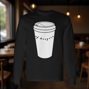 T-shirt à manches longues Of Dragons Coffee Cup, col rond, unisexe adulte, impression numérique, promotionnel - Product Image 3