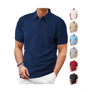 Camisa de manga corta para hombre, estilo europeo y americano, con cuello de solapa, tela jacquard, delgada, informal y deportiva, nueva colección de verano. - Product Image 2