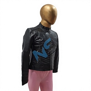 Chaqueta de Cuero Genuino Negra para Hombre Nabtay Sports, con Tejido Trenzado, Ligera, Estilo Racer, Acolchada, para Otoño, Estilo Café Racer - Product Image 3
