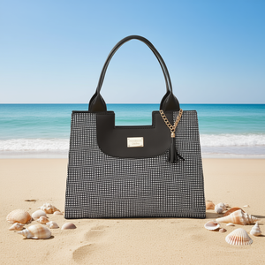 Bolso Tote Fana Isadora Cuadri 2 para Mujer, Cierre Abierto, Dos Asas, Patrón Geométrico, Uso en la Playa, Microfibra, Cuero Sintético - Product Image 2