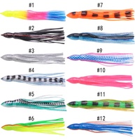 Vente en gros de leurres de pêche souples en plastique colorés de 9 pouces, type jupe de pieuvre, pour la pêche en eau salée au trolling, pour thon, marlin, bar