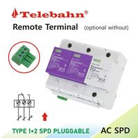 Parafoudre biphasé Telebahn 25kA 10/350μs 2P+NPE T1, dispositif de protection contre les surtensions, certifié TUV, IP20