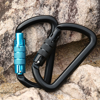 Mousqueton en aluminium en forme de D de 9 kN avec vis pour équipement de sécurité professionnel pour les sports de plein air