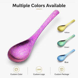 Cuillère en titane pur colorée en forme de fleur de glace, légère et réutilisable, pour le camping, les voyages, les hôtels, les restaurants, OEM - Product Image 2