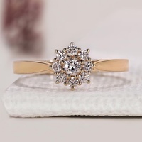 Anillo de Compromiso con Diamante Cultivado en Laboratorio de 3 Quilates, Corte Redondo, Diseño Floral en Halo, Oro Sólido de 10K/14K/18K, Certificado IGI, CVD/HPHT, Personalizado