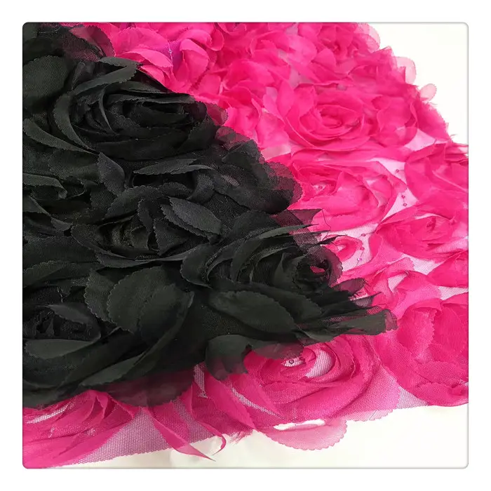 Нигерийская кружевная ткань черная ткань с вышивкой фуксия Роза Лента ткань для платья материал