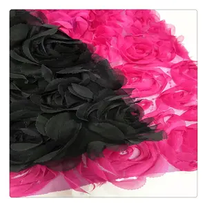 nigeria lace fabric black embroidery fabric fuchsia rose tape dress fabric material