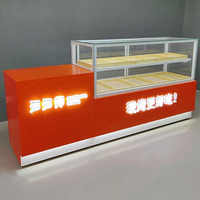 Vitrine de présentation pour pâtisseries en plexiglas, neutre, de comptoir, pour pâtisserie, boulangerie, gâteaux, avec éclairage LED, dos en verre, étagère à marches cubique