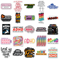 50 Pegatinas Creativas con Frases de TDAH, Diseño de Dibujos Animados, para Decorar Monopatines, Cuadernos y Tazas de Café, Personalizadas de Fábrica