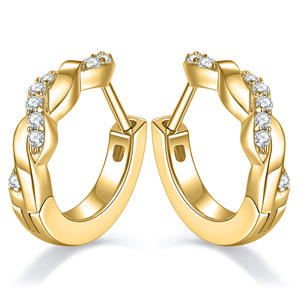 Boucles d'oreilles de créateur en argent sterling plaqué or, inspirées des bijoux de mode, avec pierres en silicone, 1 carat - Product Image 2