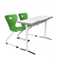 Unité d'étude scolaire ergonomique à structure métallique pour deux élèves, mobilier durable et écologique pour salle de classe, maison ou bureau