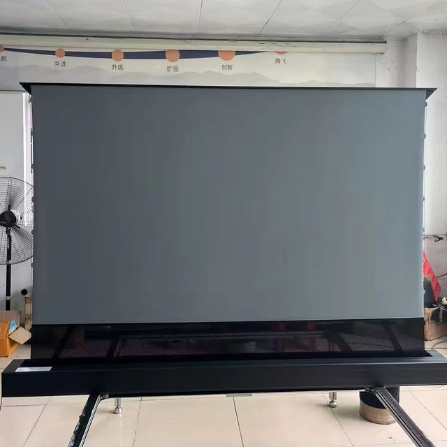 Portable Motorized Floor Rising Projector Screen Tripod Stand 120" Matte White for Indoor/Outdoor Events