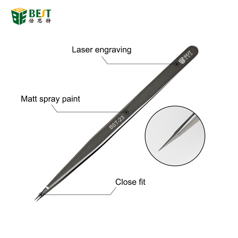 Precision Anti-Static Stainless Steel Tweezers Set Electronics DIY Handy Phone Repair Hand Tools Industrial Curved Straight Tips · image 6