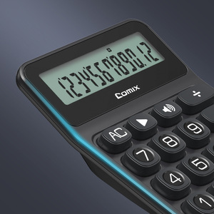 Calculatrice vocale Comix X3, 12 chiffres, grand écran, alimentée par batterie, plastique noir - Product Image 5