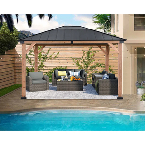 ABCCANOPY Patio extérieur 11x13 cadre en <span class=keywords><strong>bois</strong></span> jardin Gazebo à toit rigide avec crochet pour plafond Gazebo de patio en <span class=keywords><strong>bois</strong></span> massif Tonnelle de Jardin - Product Image 2