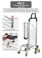 Meilleure qualité 35L 8 roues chariot de supermarché en aluminium chariot d'épicerie d'escalade d'escalier