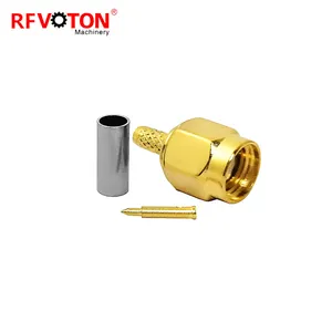 Suministro de fábrica chapado en oro Sma macho enchufe crimpado rg316 rg174 cable RF coaxial pin tubo conectores