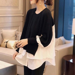 Suéter em camadas costura feminino, duas peças, estilo estrangeiro, de malha, atacado, outono e inverno 2022 - Product Image 5