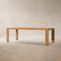 Table de salle à manger rectangulaire d'extérieur en teck massif, résistante aux intempéries, durable, avec plateau à lattes pour patio et jardin, taille personnalisée, OEM