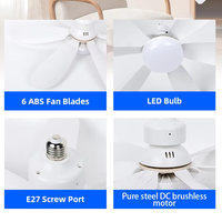 Chambre à coucher intérieure Silence à trois vitesses E27 Ampoule à tête mobile Ventilateur de plafond intelligent avec lumière et télécommande