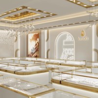 Vitrine de présentation de bijoux commerciale moderne Sundo Boutique, comptoir de présentation personnalisé, conception de vitrine, aménagement de mobilier en rendu 3D