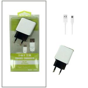 2 In 1 Travel Charger 2.1A For Type <b>C</b> With <b>Usb</b> Cable And <b>Adapter</b> - Product Image 3