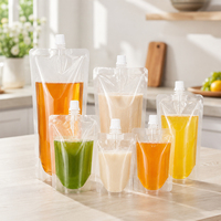 Sachets d'emballage liquide transparents en plastique à fond plat, sachets transparents à bec verseur de qualité alimentaire, adaptés aux jus, au lait et aux sauces
