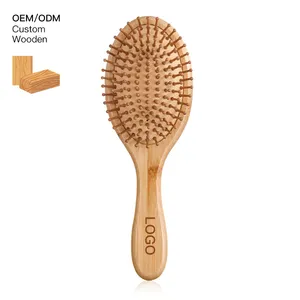 Pettine spazzola per capelli in legno personalizza pettine in legno di bambù cuscino per cuoio capelluto spazzola ad aria in legno
