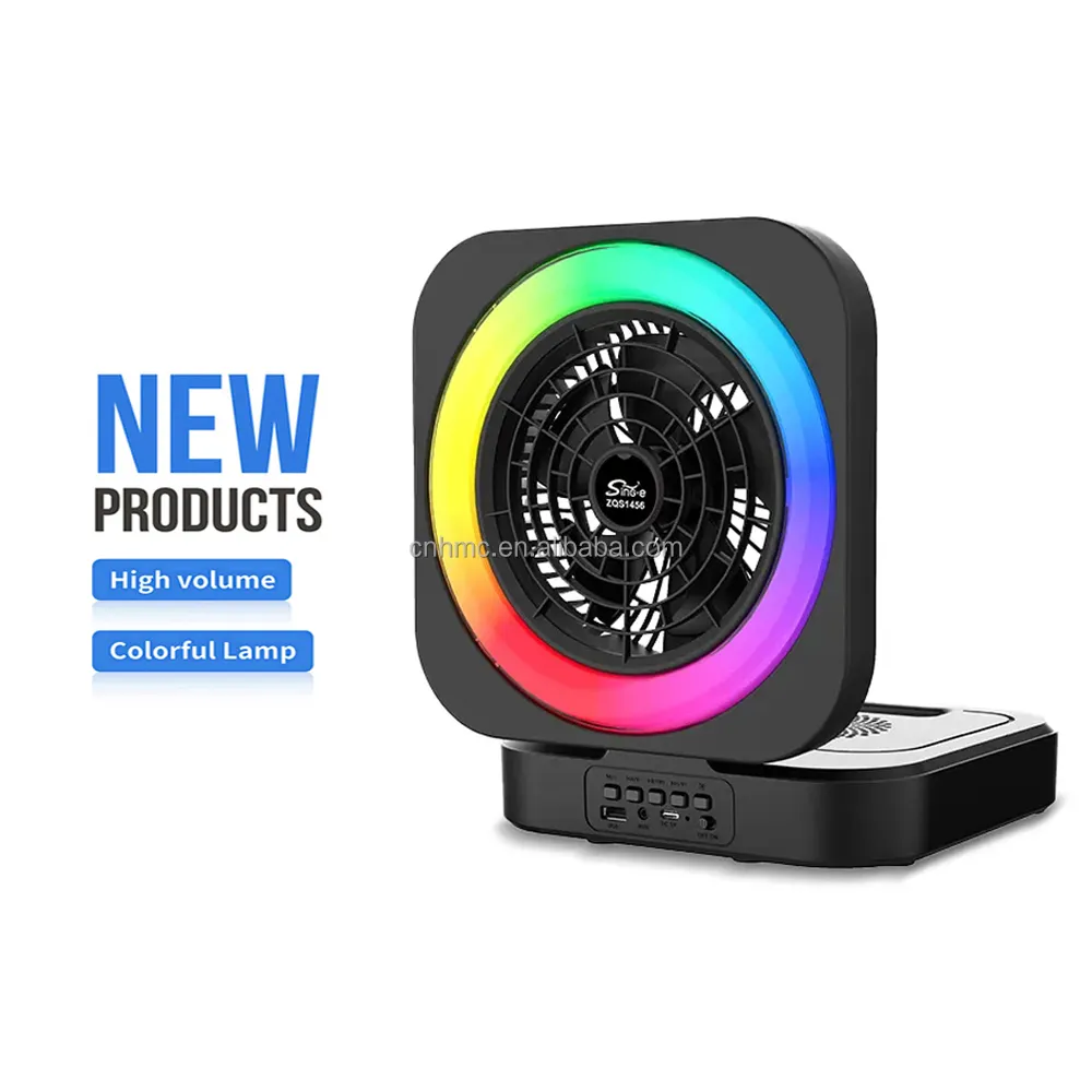 ZQS1456 Speaker Nirkabel Portabel, Speaker Nirkabel Portabel Lampu RGB dengan Kipas Mini Dapat Diisi Ulang Musim Panas Mode Baru