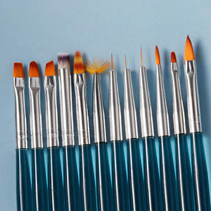 Set di pennelli per Nail Art in Nylon da 12 pezzi con fodera per intaglio pittura a ventaglio Ombre tondo in Gel piatto pennelli per decorazione artistica - Product Image 1