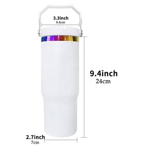 Vaso de Gran Capacidad para Exteriores, Colorido, de 30 oz, con Grabado Láser Arcoíris, Pajita Abatible y Asa Superior - Product Image 2