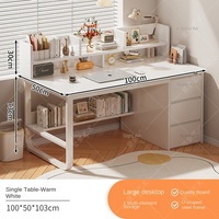Bureau intégré moderne en bois blanc avec tiroirs de rangement, combinaison bibliothèque pour bureau à domicile, chambre d'étudiant