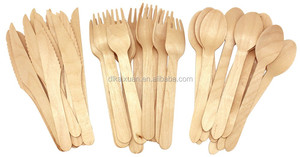 <span class=keywords><strong>Pas</strong></span> <span class=keywords><strong>Cher</strong></span> En Gros 100 Fourchettes 100 Cuillères 100 Couteaux Couverts En Bois Jetables 6 "Série - Product Image 4