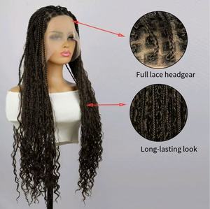 Peluca de trenza triple para mujer, conjunto de <span class=keywords><strong>cabeza</strong></span> trenzada de encaje completo frontal de encaje transparente, rastas de pelo de ganchillo de fibra química, opción colorida - Product Image 2