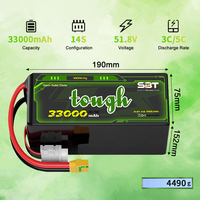 Надежная, стабильная, легкая твердотельная батарея 14S 51.8V 33Ah 33000mAh 3C/5C 400Wh/Kg для средних и больших дронов