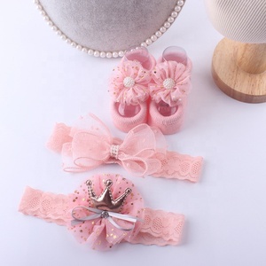 3D mignon personnalisé mince tricoté antidérapant à volants bébé chaussettes et bandeau ensemble décontracté nouveau-né garçon et fille été essentiels - Product Image 2