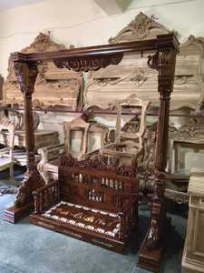 Élégante balançoire suspendue indienne de style temple Sagwan, avec sculpture d'éléphant complexe, mobilier d'extérieur traditionnel pour 2 personnes, tissu résistant 5 ans - Product Image 5