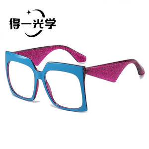 Square Eyeglasses <b>Frames</b> Blue <b>Pink</b> Glitter Full-<b>Frame</b> Anti-blue Light Unisex - Product Image 1