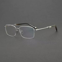 Gafas de titanio de medio Marco de lujo, gafas cuadradas de cuerno de búfalo chapadas en oro de 18 quilates, Patchwork rectangular de fábrica de Shenzhen